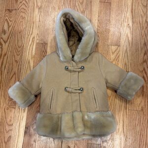 Chloe Tan Fur-Trimmed Puffer Jacket
